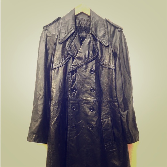 vintage leather trench coat mens